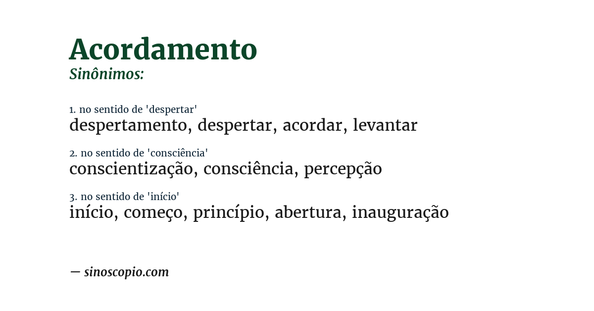 Sinônimo de acordamento