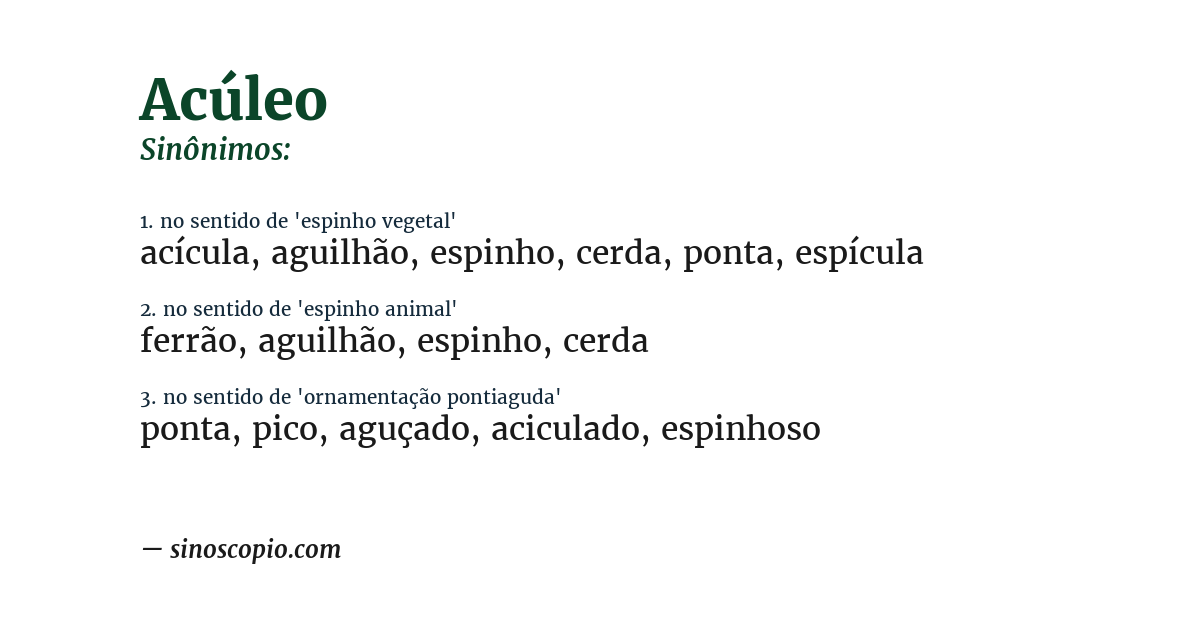 Sinônimo de acúleo