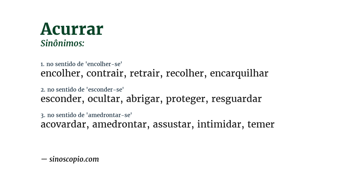 Sinônimo de acurrar
