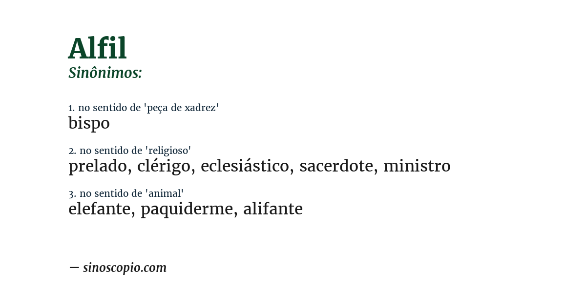 Sinônimo de alfil