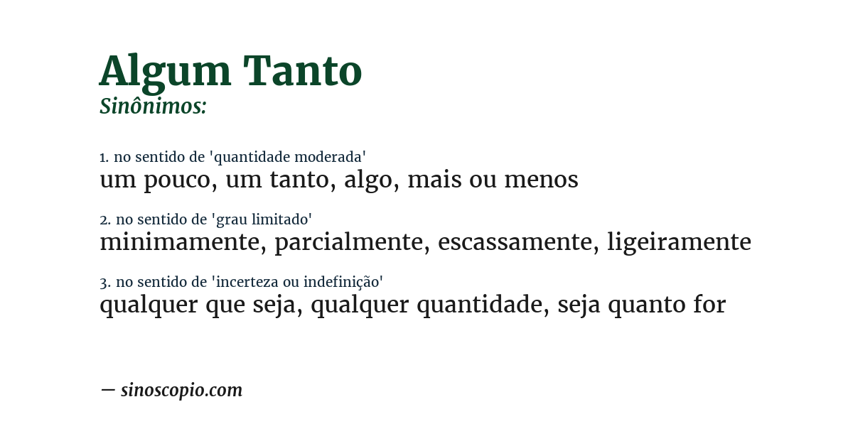 Sinônimo de algum tanto