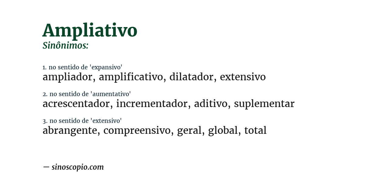 Sinônimo de ampliativo