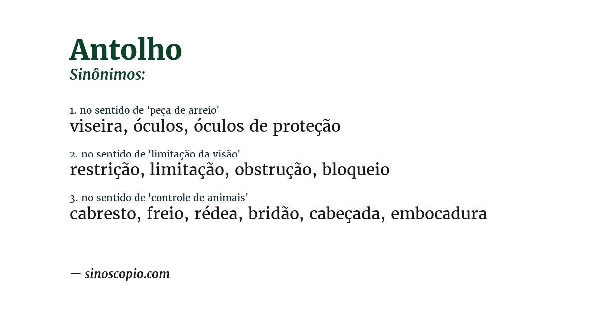 Sinônimo de antolho