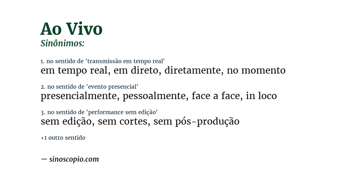 Sinônimo de ao vivo