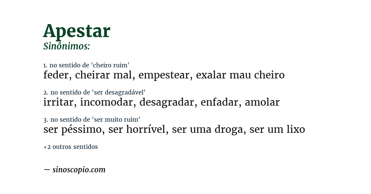 Sinônimo de apestar