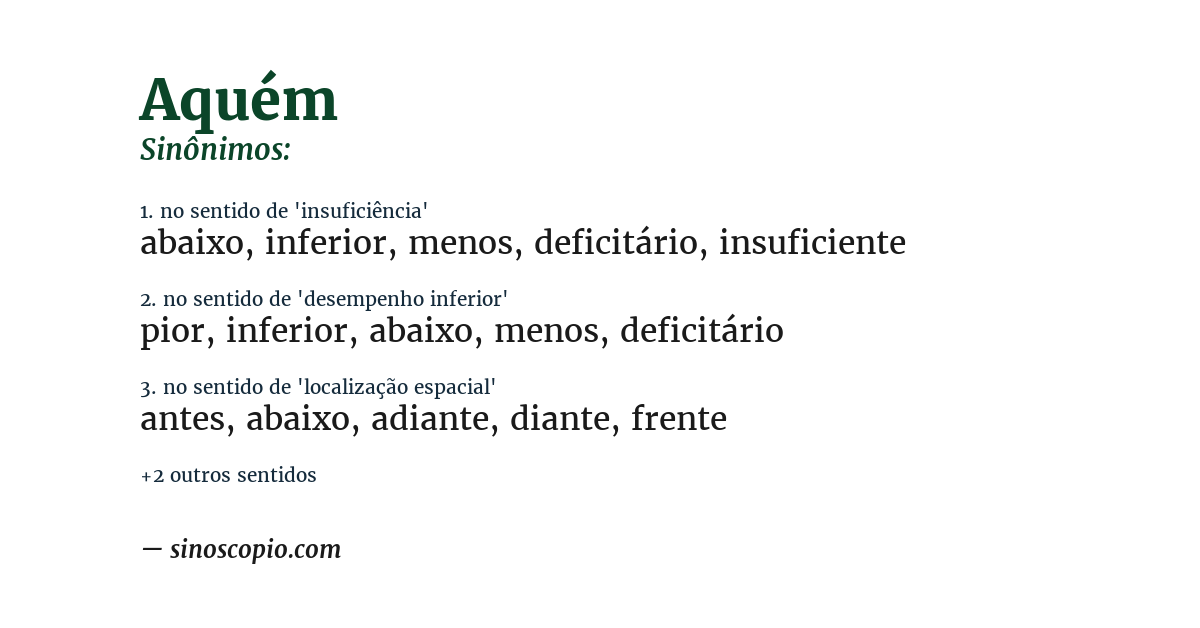 Sinônimo de aquém