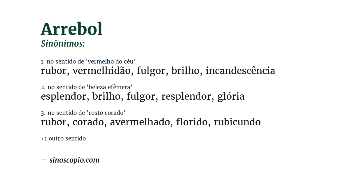 Sinônimo de arrebol