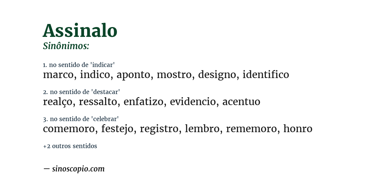 Sinônimo de assinalo