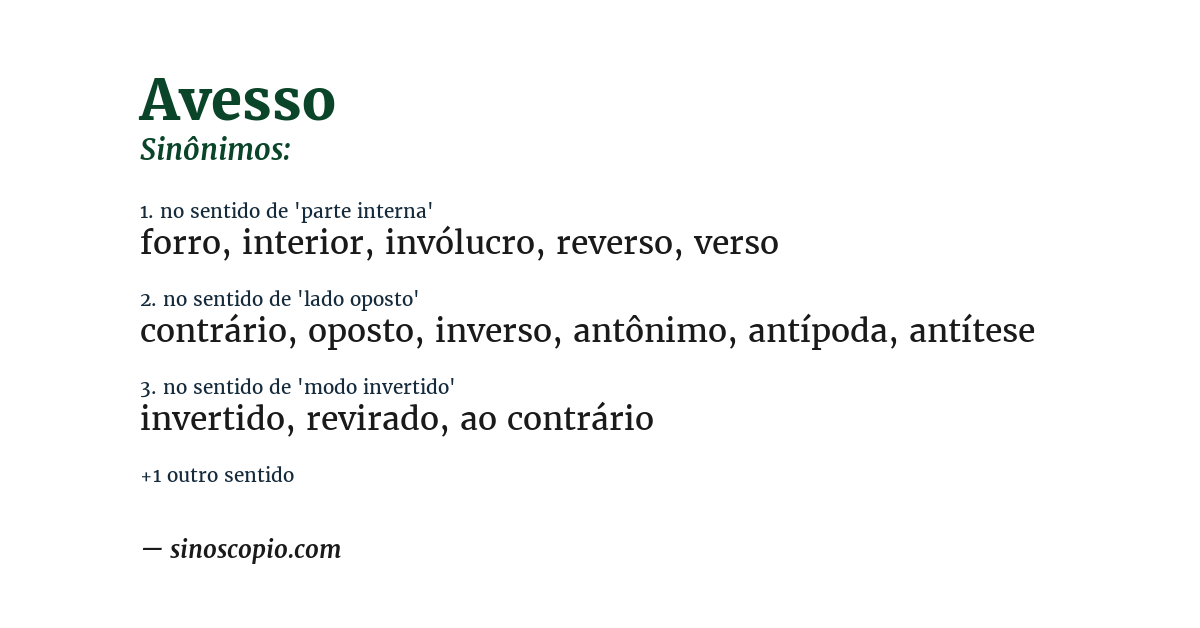 Sinônimo de avesso