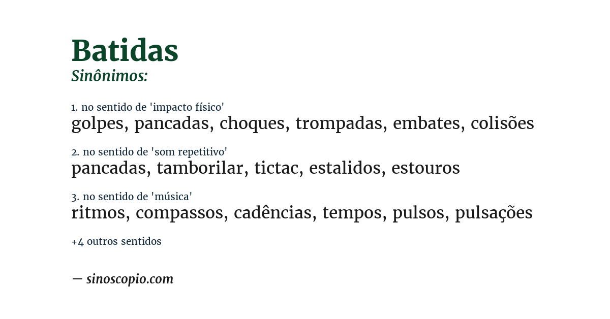 Sinônimo de batidas