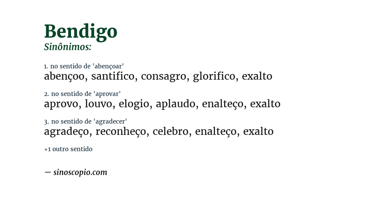 Sinônimo de bendigo