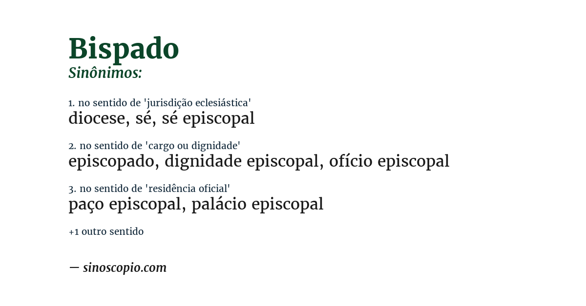 Sinônimo de bispado