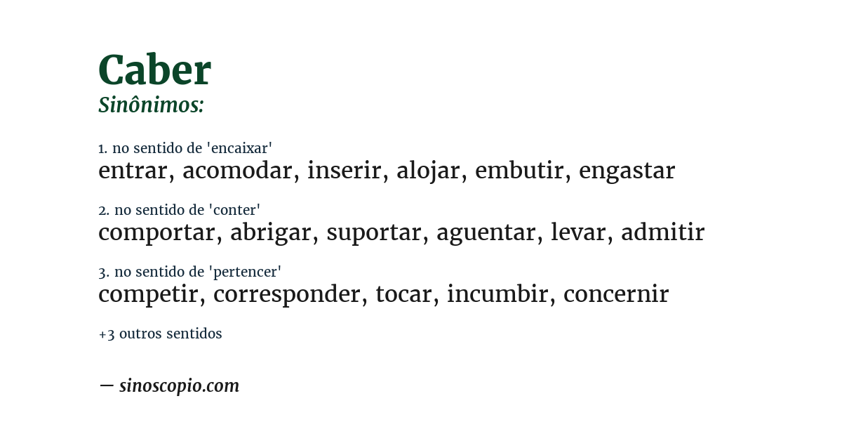 Sinônimo de caber