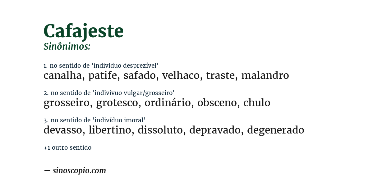 Sinônimo de cafajeste