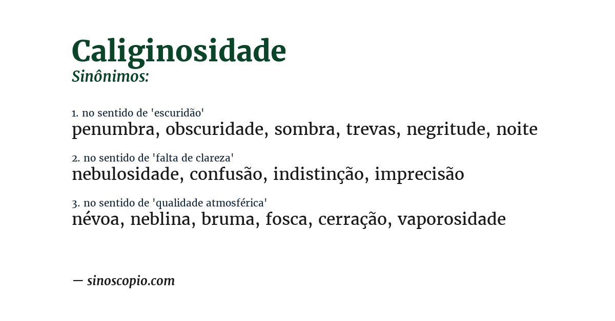 Sinônimo de caliginosidade