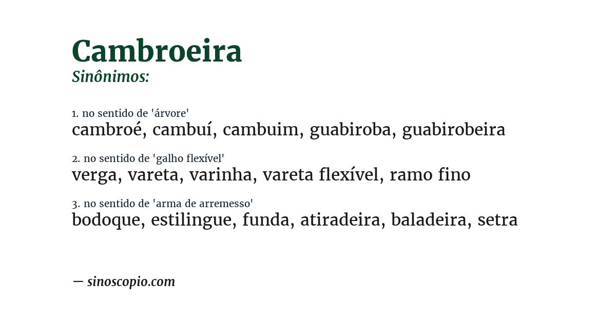 Sinônimo de cambroeira