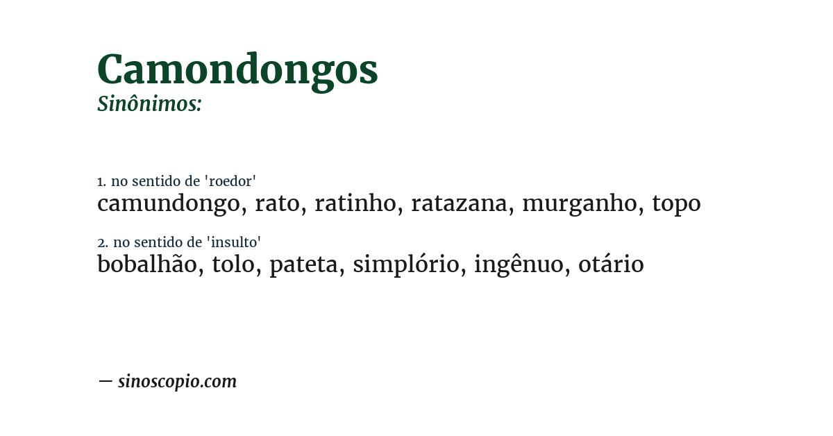 Sinônimo de camondongos