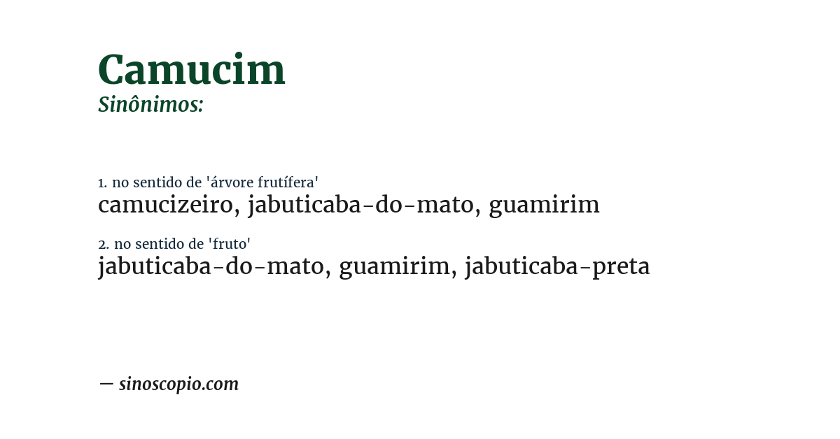 Sinônimo de camucim