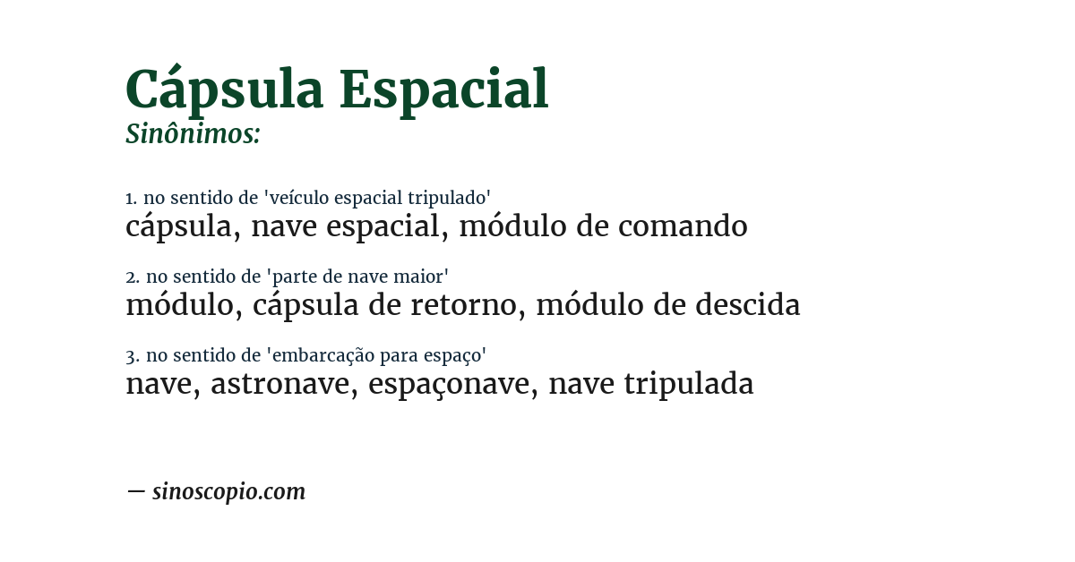 Sinônimo de cápsula espacial