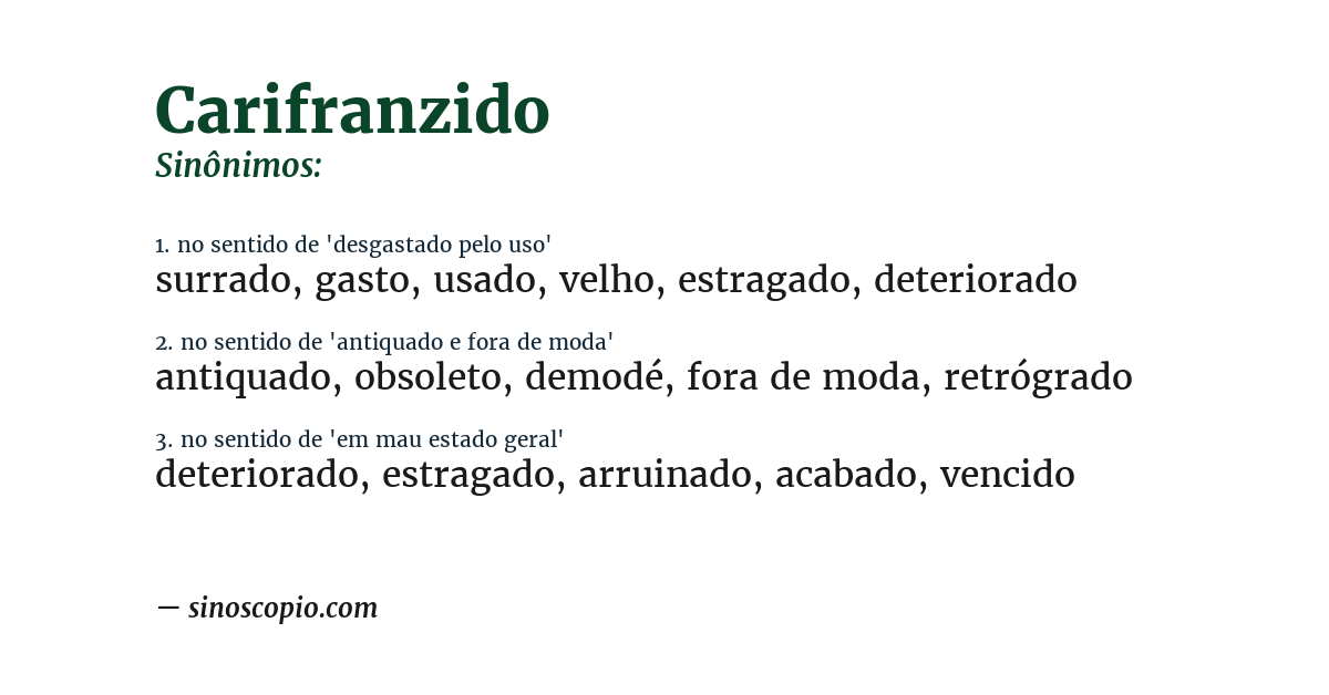 Sinônimo de carifranzido