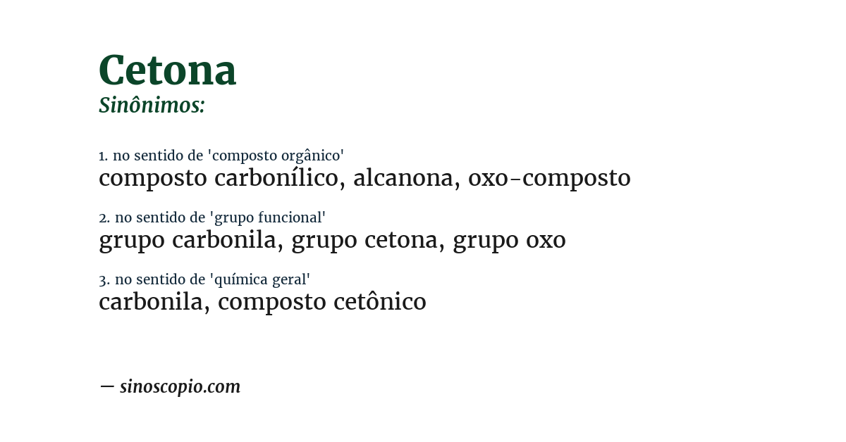 Sinônimo de cetona