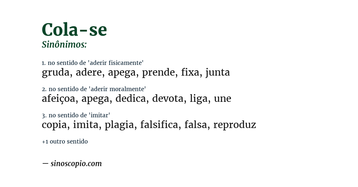 Sinônimo de cola-se