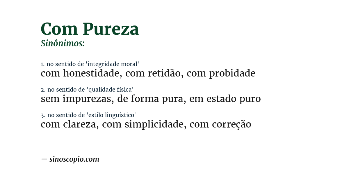 Sinônimo de com pureza