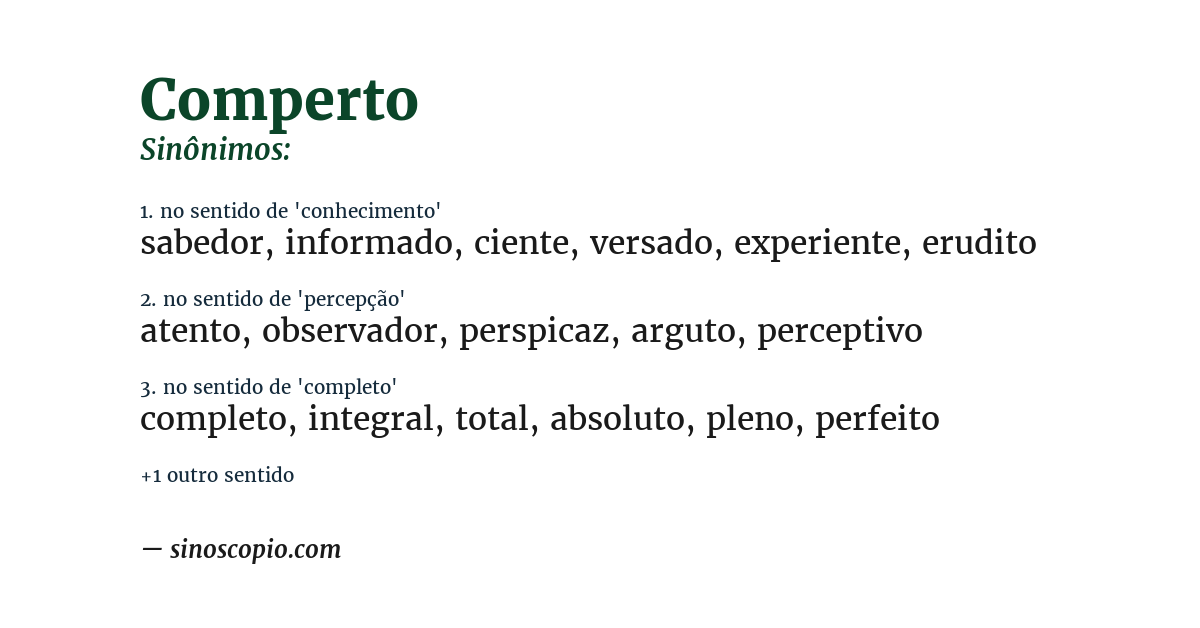 Sinônimo de comperto