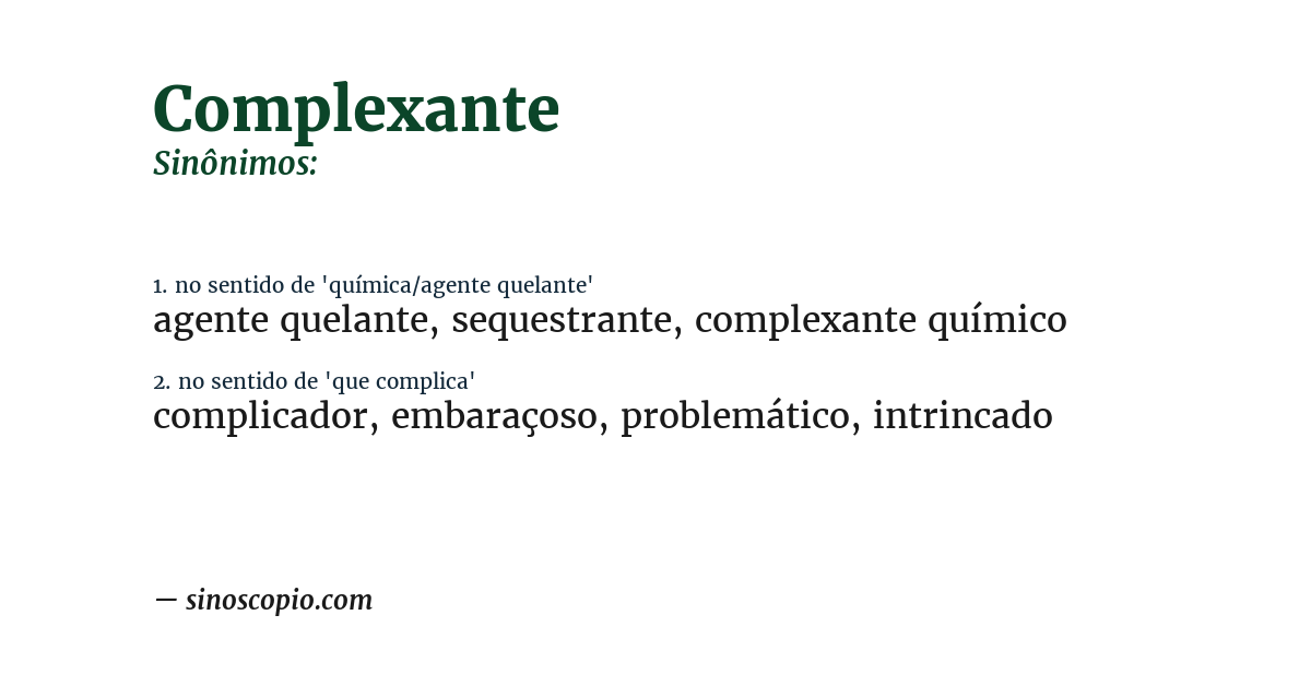 Sinônimo de complexante