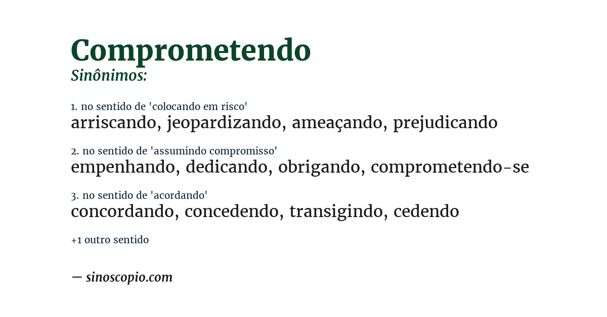 Sinônimo de comprometendo