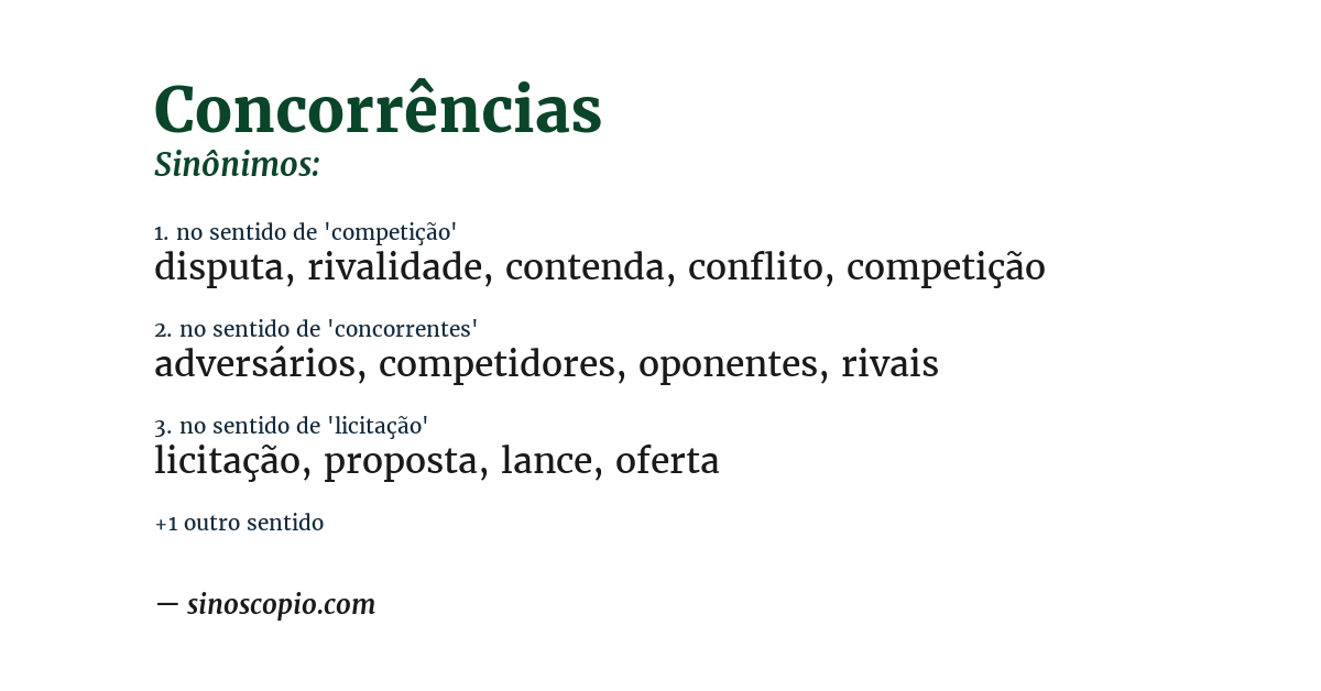 Sinônimo de concorrências