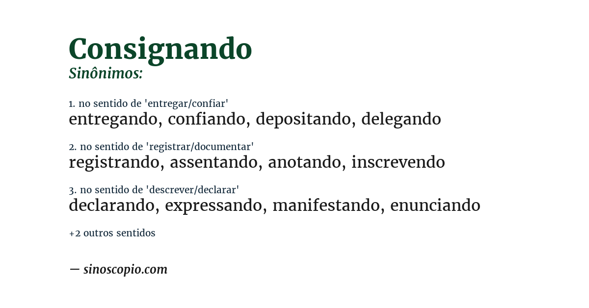 Sinônimo de consignando