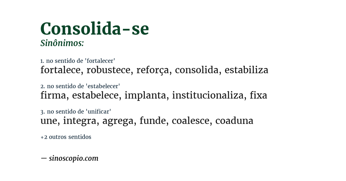 Sinônimo de consolida-se