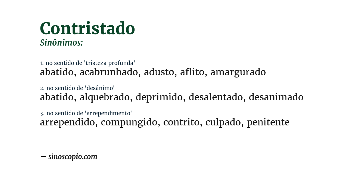 Sinônimo de contristado