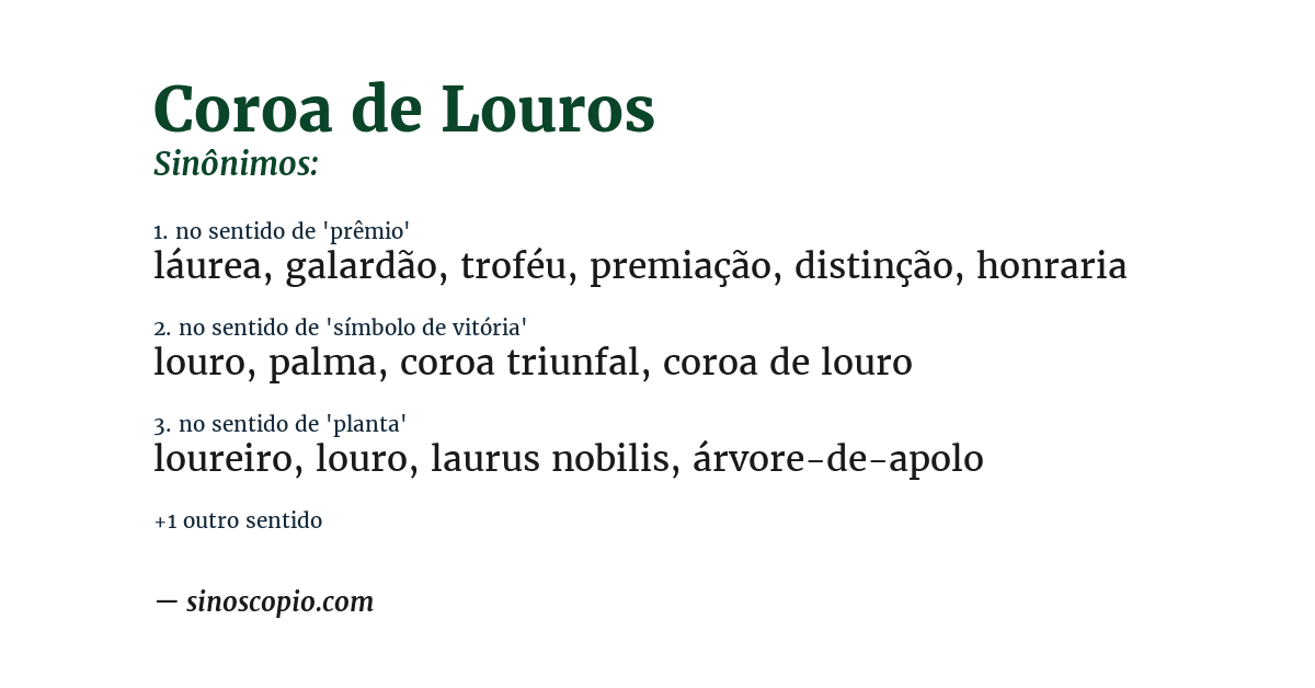 Sinônimo de coroa de louros