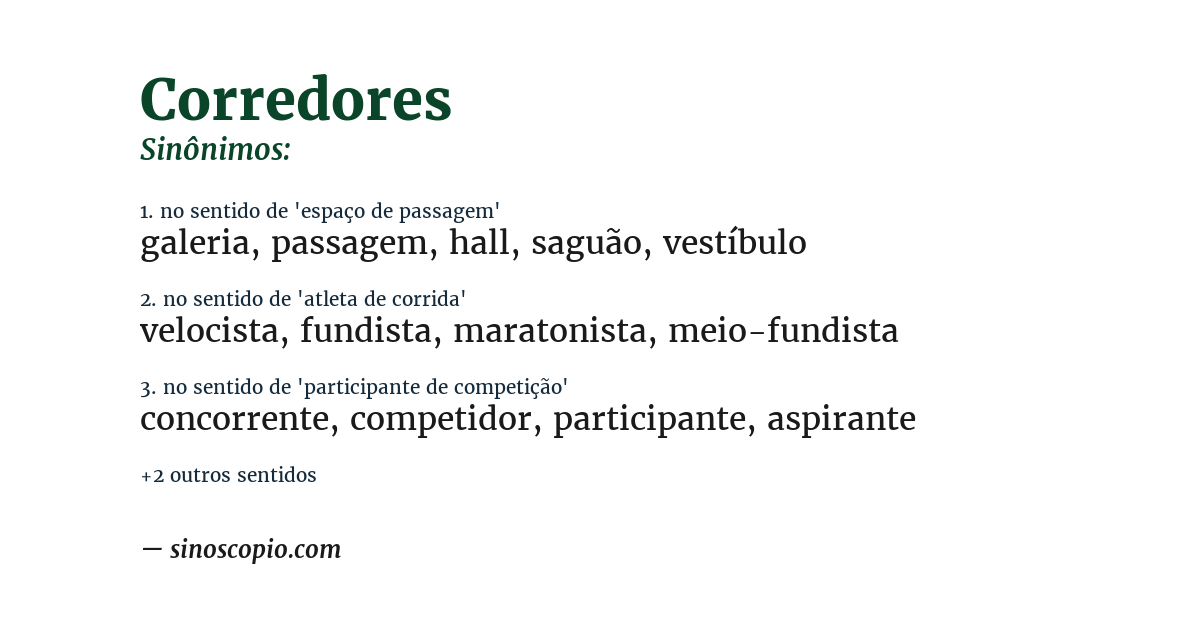 Sinônimo de corredores