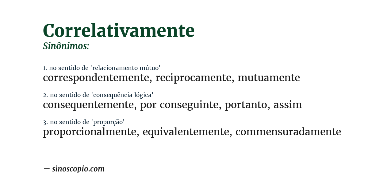 Sinônimo de correlativamente
