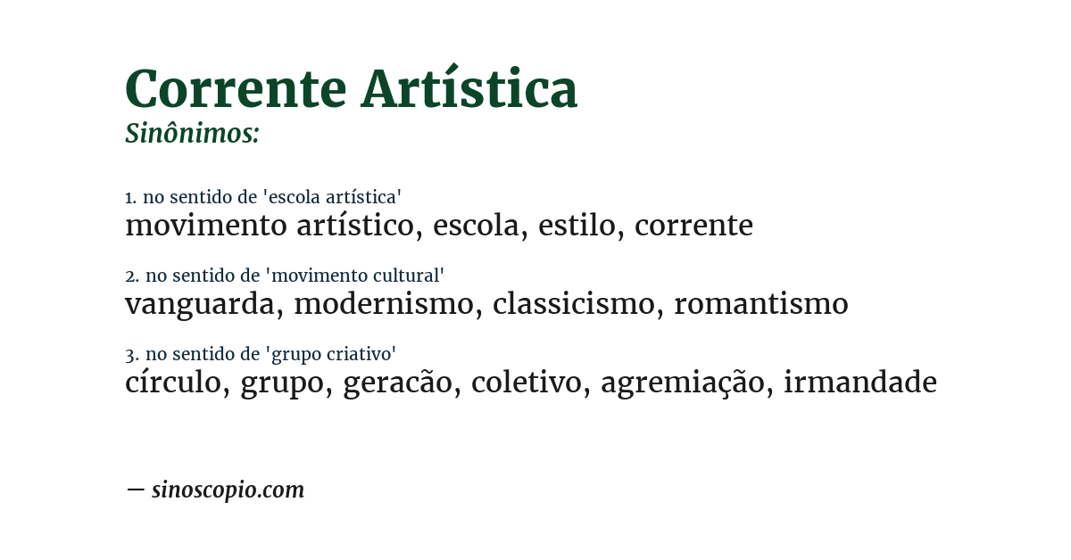 Sinônimo de corrente artística