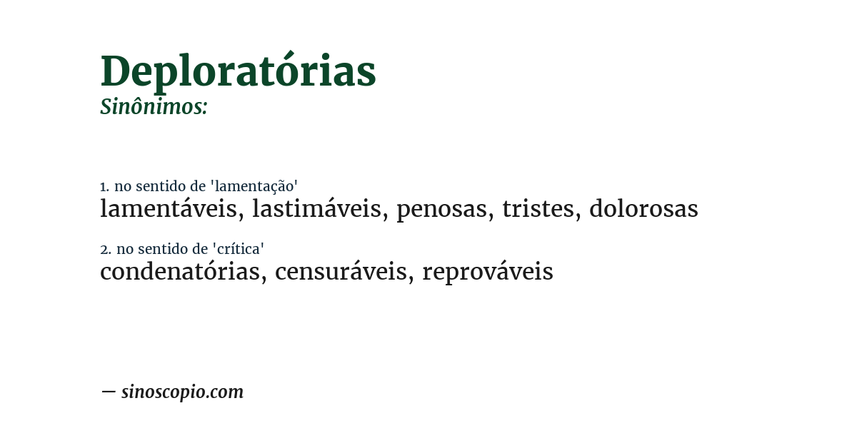 Sinônimo de deploratórias