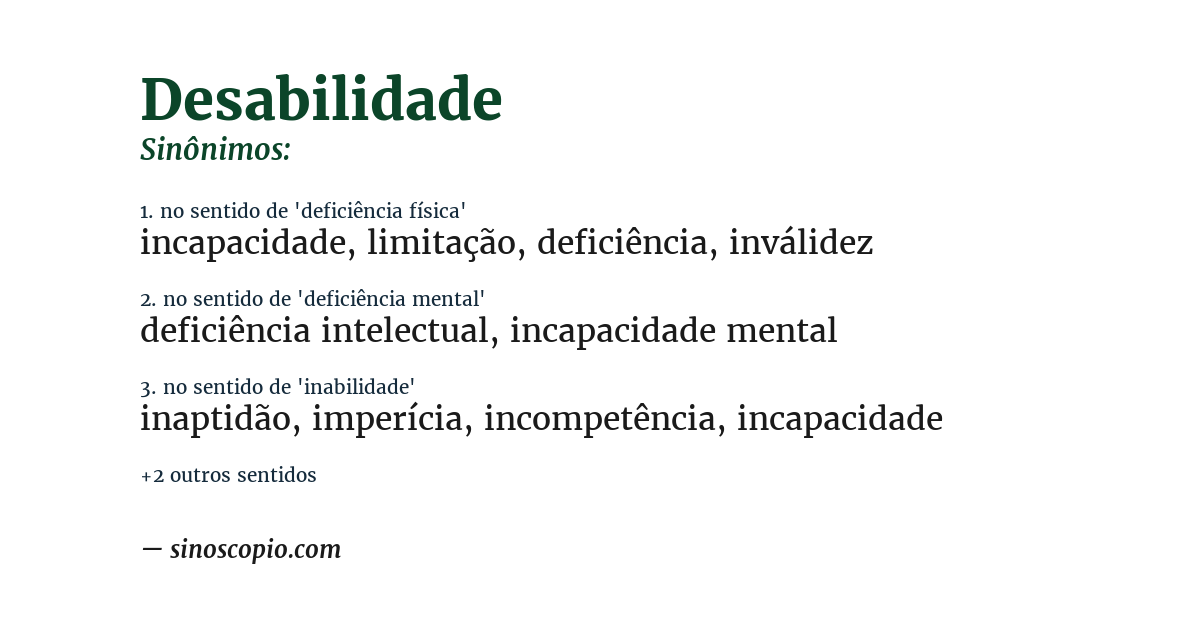 Sinônimo de desabilidade