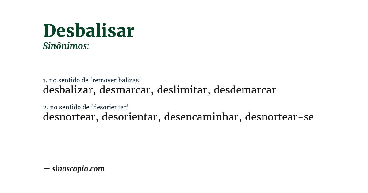 Sinônimo de desbalisar