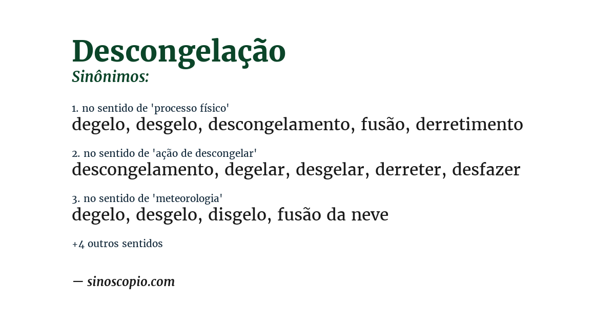 Sinônimo de descongelação