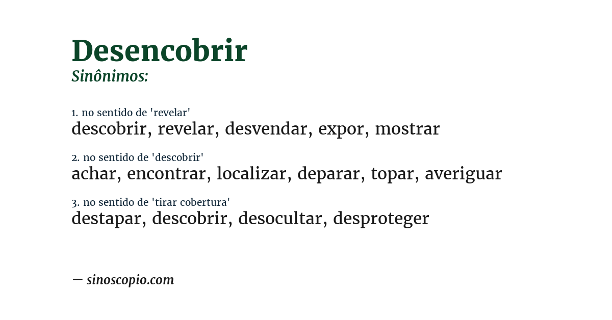 Sinônimo de desencobrir