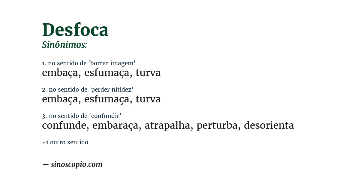 Sinônimo de desfoca