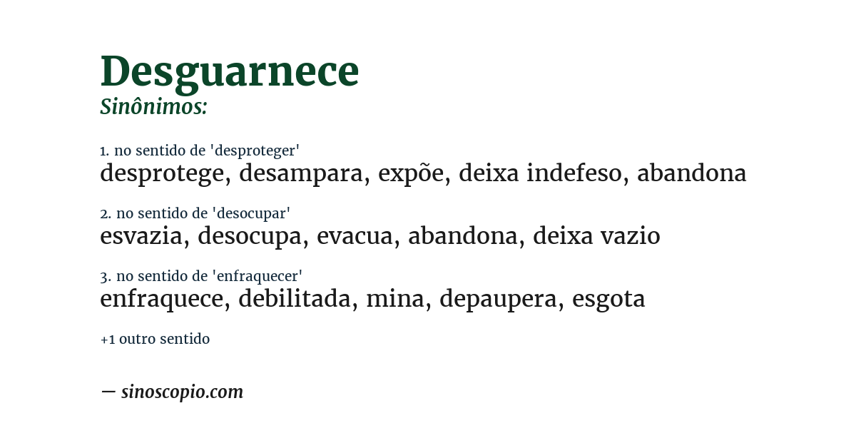 Sinônimo de desguarnece