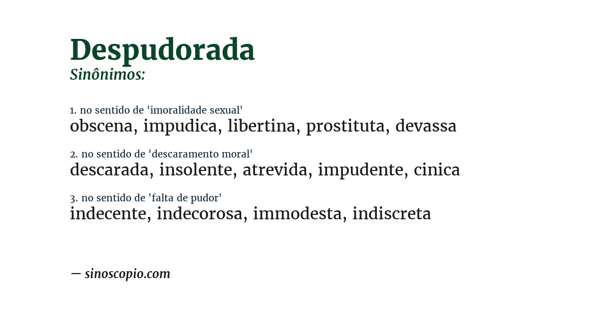 Sinônimo de despudorada