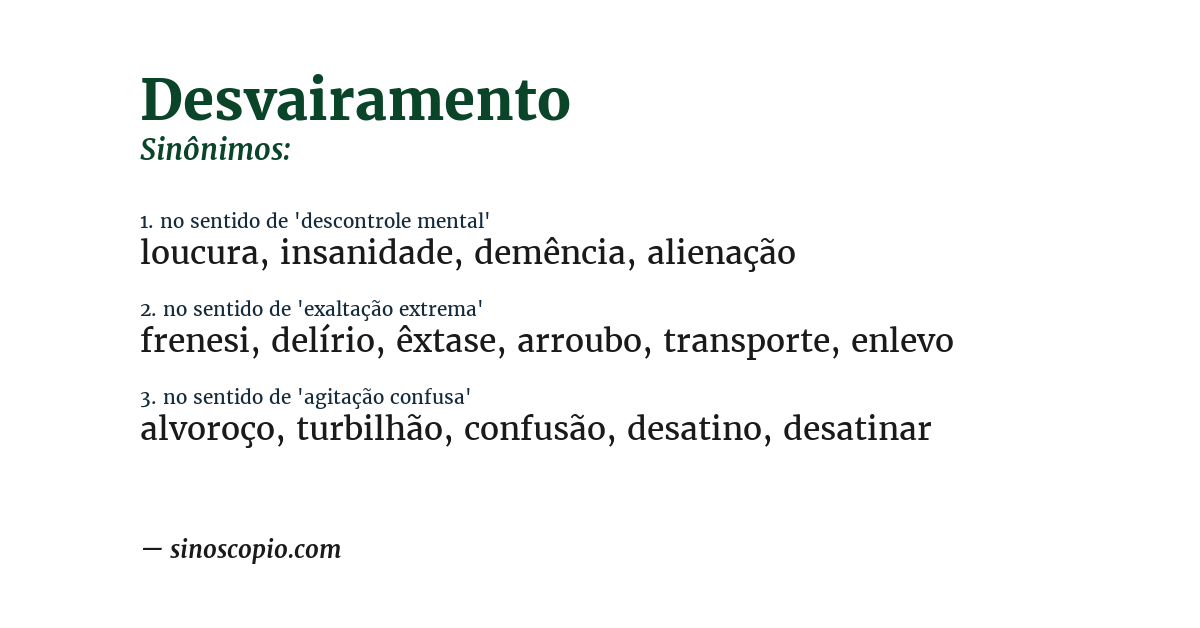 Sinônimo de desvairamento