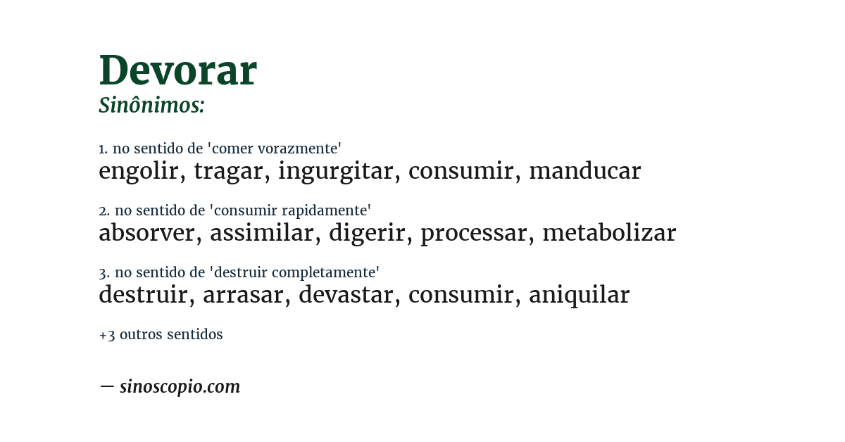 Sinônimo de devorar