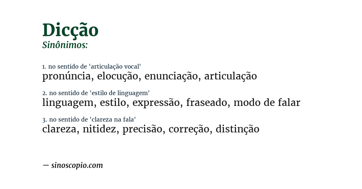 Sinônimo de dicção