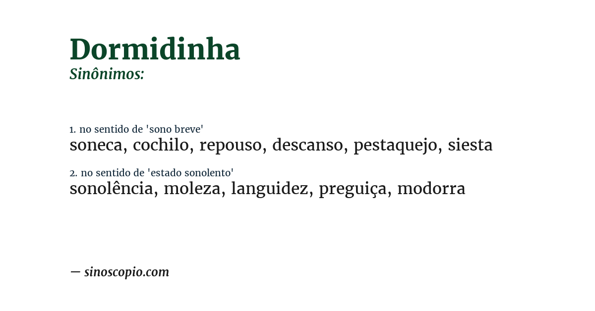 Sinônimo de dormidinha